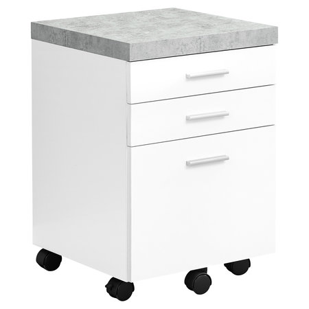 MONARCH SPECIALTIES File Cabinet, Rolling Mobile, Storage Drawers, Printer Stand, Office, Work, Laminate, Grey, White I 7051